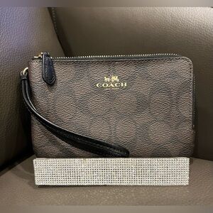 Coach Brown Wristlet with Black Accents
